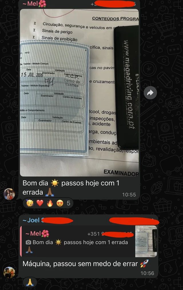 Print real de aluna aprovada no exame do IMT, comunidade Highway Hack Premium