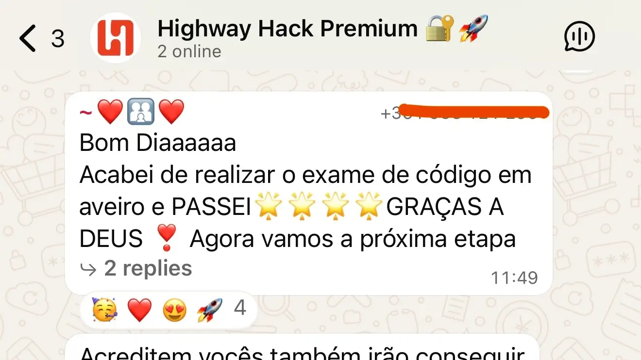 Mensagens do grupo privado Highway Hack Premium no WhatsApp
